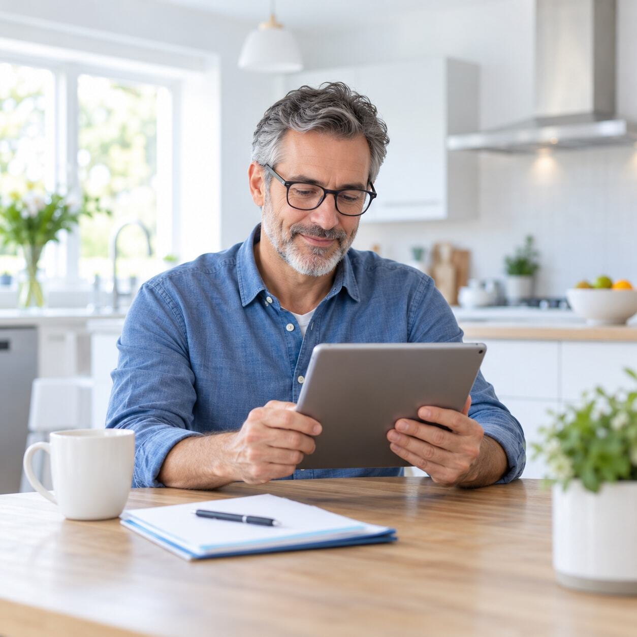 Man reviewing health information on a tablet